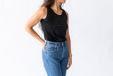 Women's Tank Top with Hidden Zipper Pocket – Black, X-Large