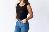 Women's Tank Top with Hidden Zipper Pocket – Black, X-Large