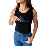 Women's Tank Top with Hidden Zipper Pocket – Black, X-Large