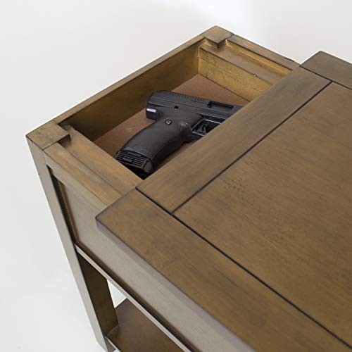 Concealment end table with secret drawer for guns and valuables