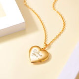 Heart-Shaped 18K Gold Plated I Love You Engraved Photo Locket Necklace - Secret Stashing - Concealment Furniture, Diversion Safes, Home Security Safes