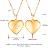 Heart-Shaped 18K Gold Plated I Love You Engraved Photo Locket Necklace - Secret Stashing - Concealment Furniture, Diversion Safes, Home Security Safes
