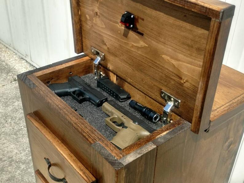 Guardian Side Table with hidden gun storage Secret Stashing