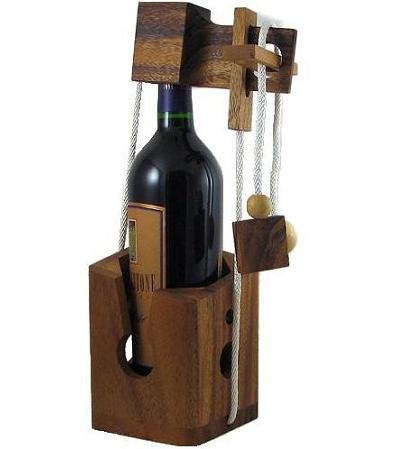 Wine Bottle Puzzle Lock – Wooden Brain Teaser Gift
