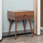 Walnut Nightstand with Hidden Compartment – Mid-Century