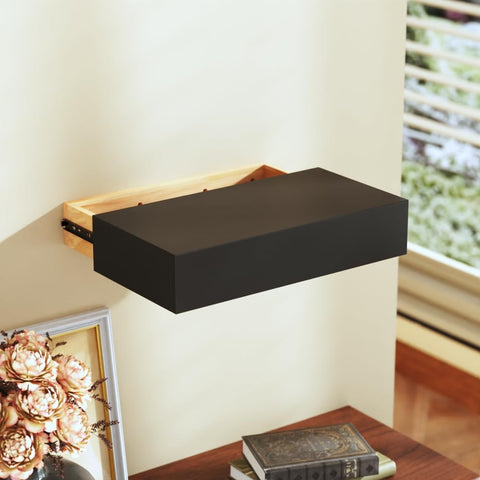 Wood Concealment Floating Shelf with Hidden Drawer (15.7″)