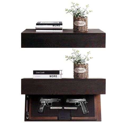 Rustic Floating Concealment Shelf with RFID Lock – Espresso