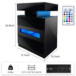 Modern Nightstand with Gun Drawer, LED & USB-C Charging – Black