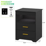 LED Nightstand with Lockable Gun Drawer & Charging Station