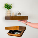 Minimalist Walnut Secure Floating Concealment Shelf