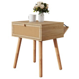 Rattan Nightstand with Hidden Compartment – Boho Bedside Table