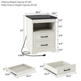 Yusong Farmhouse Accent Table with Hidden Tabletop Stash Drawer