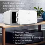 1.45 cu ft Biometric Safe with Keypad & Backup Key – White