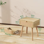 Rattan Nightstand with Hidden Compartment – Boho Bedside Table