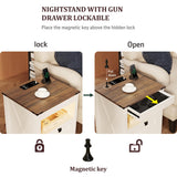 Farmhouse Smart Nightstand with Hidden Biometric Safe Drawer
