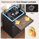 Nightstand Set 2 with Lockable Gun Drawer