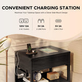 Lazzanto Black Steel Frame Nightstand with Sliding Top Safe