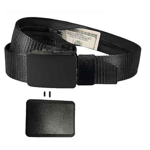 Men's Leather Travel Belt With Hidden Zipper Pocket - RFID Blocking Security Belt In Black Or Brown