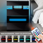 Modern Nightstand with Gun Drawer, LED & USB-C Charging – Black