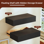 Wood Concealment Floating Shelf with Hidden Drawer (15.7″)
