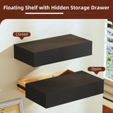 Wood Concealment Floating Shelf with Hidden Drawer (15.7″)