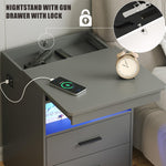 Nightstand with Concealment Gun Drawer & Charging Station