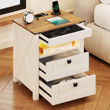 Farmhouse Smart Nightstand with Hidden Biometric Safe Drawer