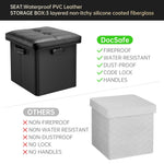 Storage Ottoman with Lock – Fireproof Folding Footstool Safe, Black