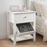 Aylenic Light Luxury Fluted Nightstand with Press-to-Open Gun Safe