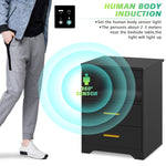 LED Nightstand with Lockable Gun Drawer & Charging Station