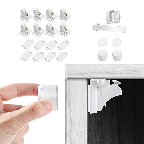 Adhesive Magnetic Cabinet Locks for Baby Safety (8 Locks, 2 Keys)