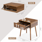 Walnut Nightstand with Hidden Compartment – Mid-Century