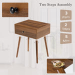 Walnut Nightstand with Hidden Compartment – Mid-Century