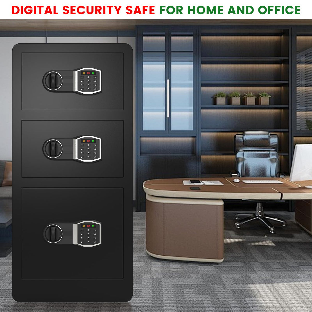 Large Secrect Safe Extra Large Home Safe Fireproof Waterproof with 3 Doors