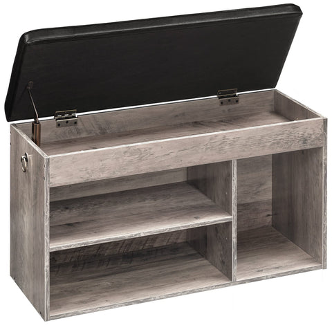 Entryway Shoe Bench with Cushion | Flip-Top Storage & Adjustable Shelf