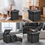 Storage Ottoman with Lock – Fireproof Folding Footstool Safe, Black