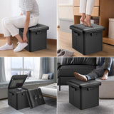 Storage Ottoman with Lock – Fireproof Folding Footstool Safe, Black