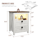 Farmhouse Nightstand with Charging Station & Outlets – Antique White