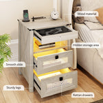 Nightstand with Gun Drawer, LED & Charging – Rustic Gray
