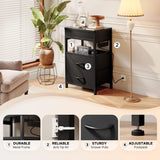 Lazzanto Black Steel Frame Nightstand with Sliding Top Safe