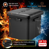 Storage Ottoman with Lock – Fireproof Folding Footstool Safe, Black