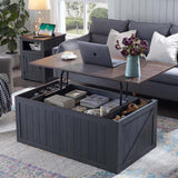48" Lift Top Coffee Table – Rustic, Sliding Barn Door, Dark Grey