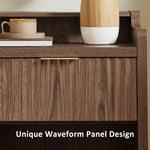 Set of 2 Fluted Nightstands with Hidden Compartment – Natural Walnut