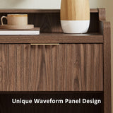 Set of 2 Fluted Nightstands with Hidden Compartment – Natural Walnut