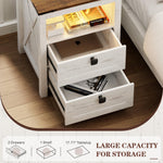 Farmhouse Nightstand with Charging Station & Outlets – Antique White