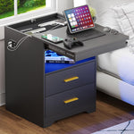 LED Nightstand with Lockable Gun Drawer & Charging Station