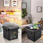 Storage Ottoman with Lock – Fireproof Folding Footstool Safe, Black