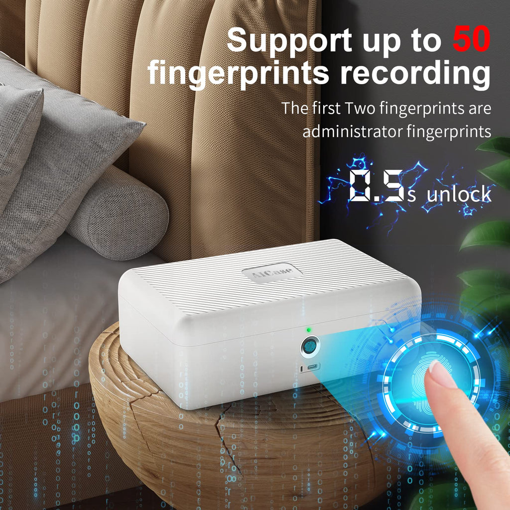 Biometric Machine Boxes Biometric Fingerprint Storage Box – Portable, White – Secret Stashing
