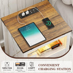 Farmhouse Nightstand with Charging Station & Outlets – Antique White