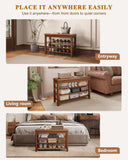 IUNVR 3-Tier Mid-Century Rubberwood Bench with Flip-Up Stash Deck